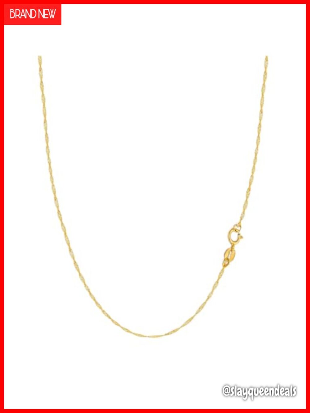 14K Yellow Gold Singapore Chain Necklace for Women Spring Ring Clasp